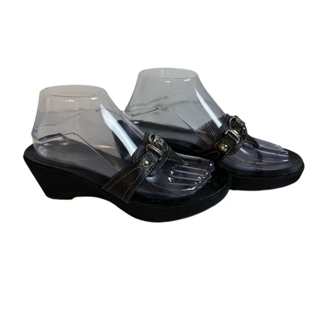 Anne Klein Sports Womens Thong Open Toe Sandals Black Size 7.5 Eur 38 Sku 2506